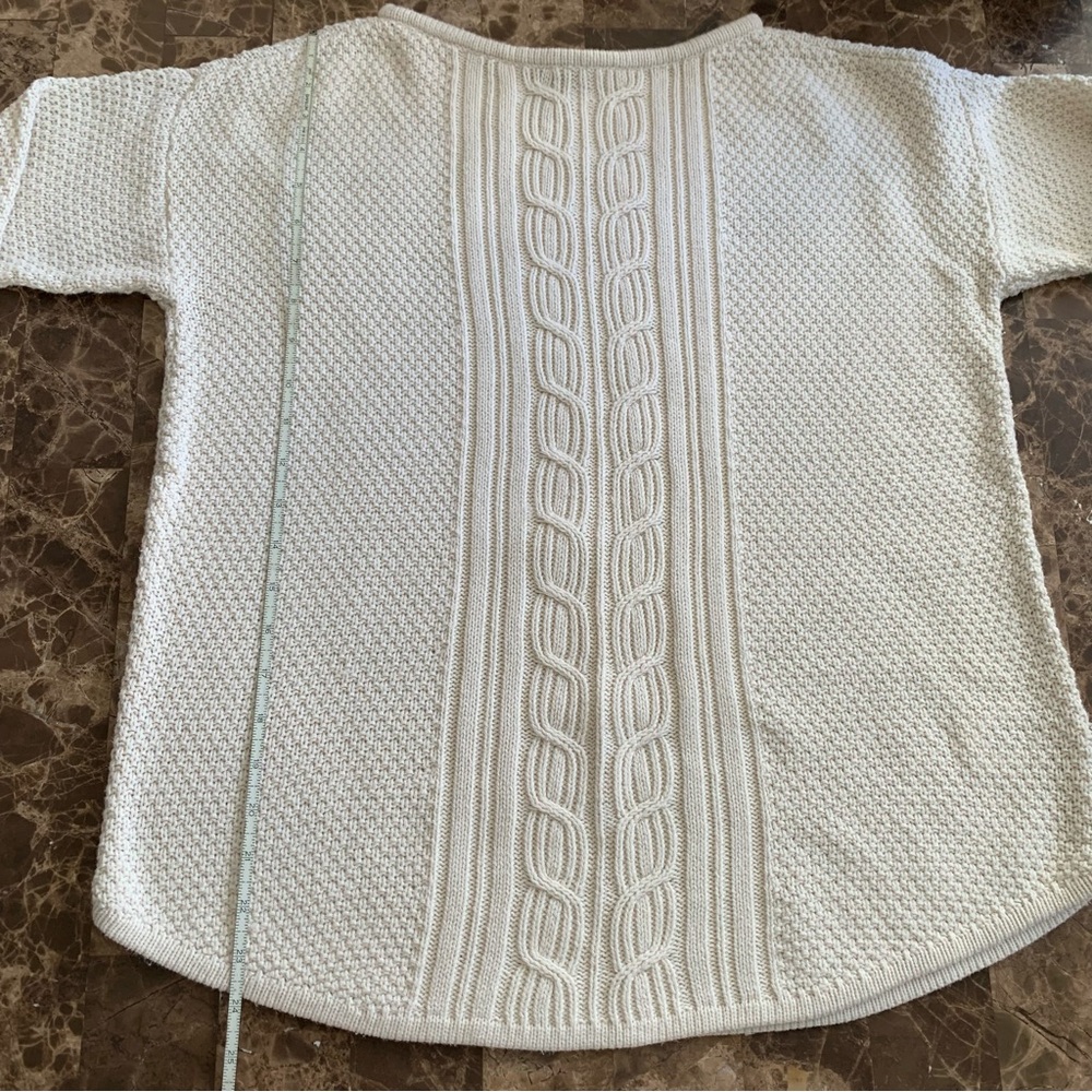 Champs Cream EUC Cable Knit Tunic Sweater Preppy Round Neck women’s (L)